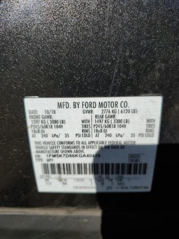 Photo 10 from auction – 2019 FORD EXPLORER X with VIN 1FM5K7D86KGA40419