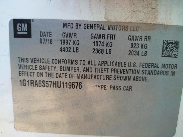 Photo 10 from auction – 2017 CHEVROLET VOLT LT with VIN 1G1RA6S57HU119676
