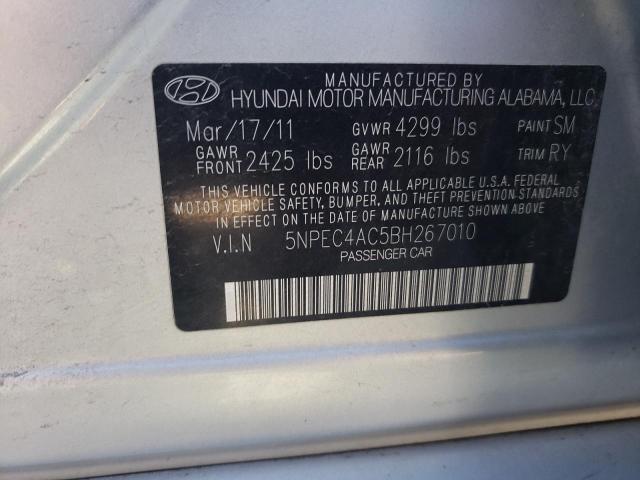 Photo 10 from auction – 2011 HYUNDAI SONATA SE with VIN 5NPEC4AC5BH267010