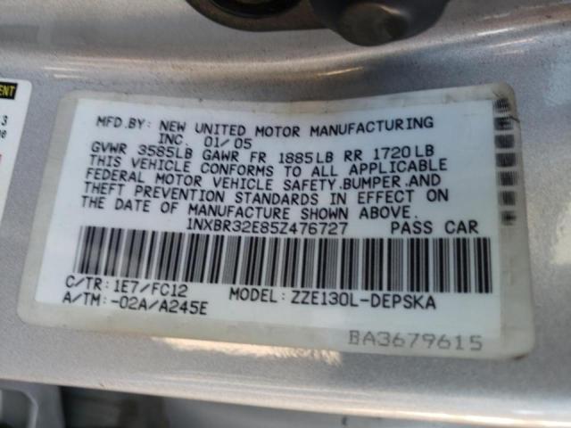 Photo 10 from auction – 2005 TOYOTA COROLLA CE with VIN 1NXBR32E85Z476727