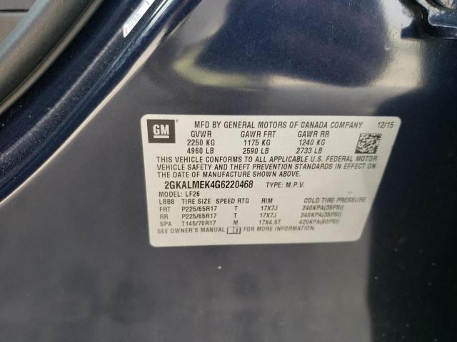 Photo 10 from auction – 2016 GMC TERRAIN SL with VIN 2GKALMEK4G6220468