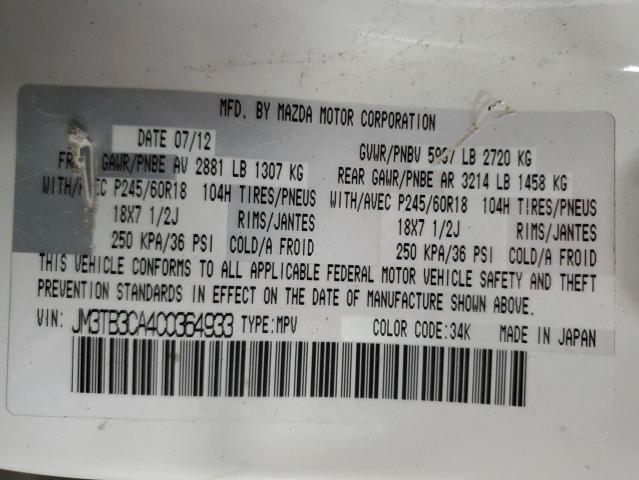 Photo 10 from auction – 2012 MAZDA CX-9 with VIN JM3TB3CA4C0364933