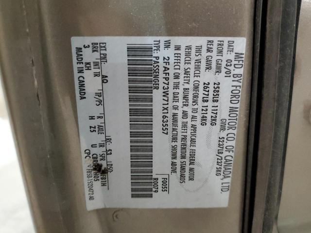 Photo 10 from auction – 2001 FORD CROWN VICT with VIN 2FAFP73W71X163557