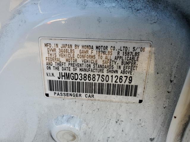 Photo 10 from auction – 2007 HONDA FIT with VIN JHMGD38687S012679