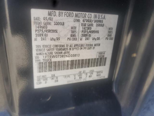 Photo 10 from auction – 2002 FORD F150 SUPER with VIN 1FTRW07382KD35813