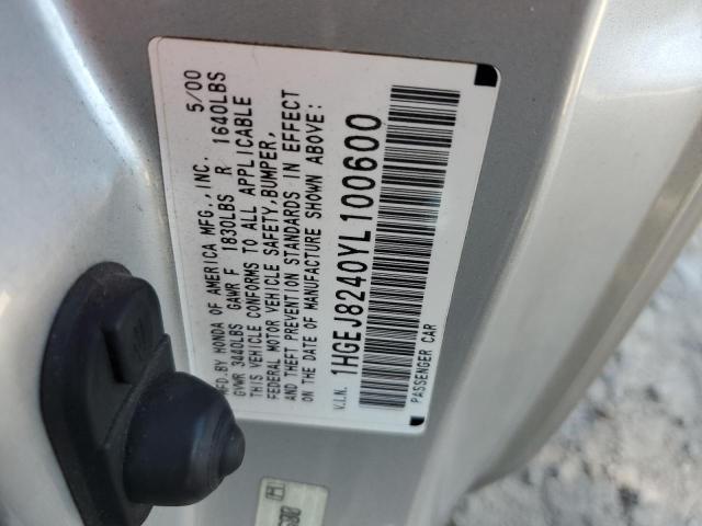 Photo 10 from auction – 2000 HONDA CIVIC EX with VIN 1HGEJ8240YL100600