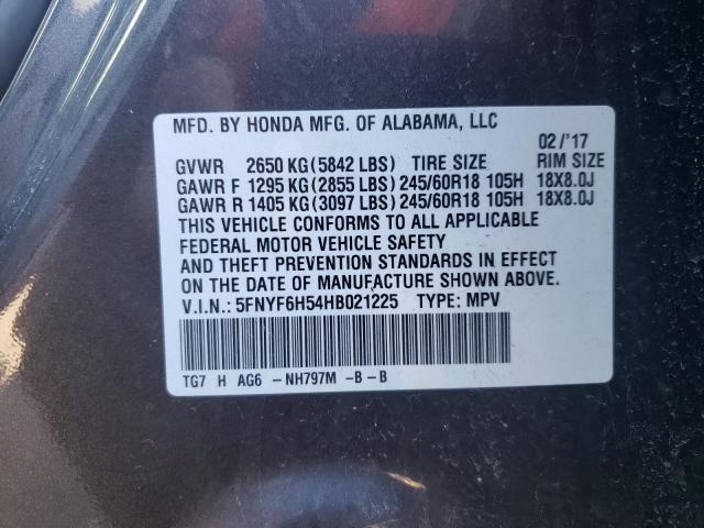 Photo 10 from auction – 2017 HONDA PILOT EXL with VIN 5FNYF6H54HB021225