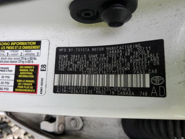 Photo 10 from auction – 2011 TOYOTA COROLLA BA with VIN 2T1BU4EE1BC717332