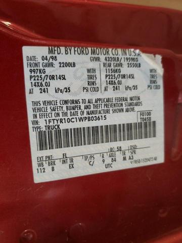 Photo 10 from auction – 1998 FORD RANGER with VIN 1FTYR10C1WPB03615