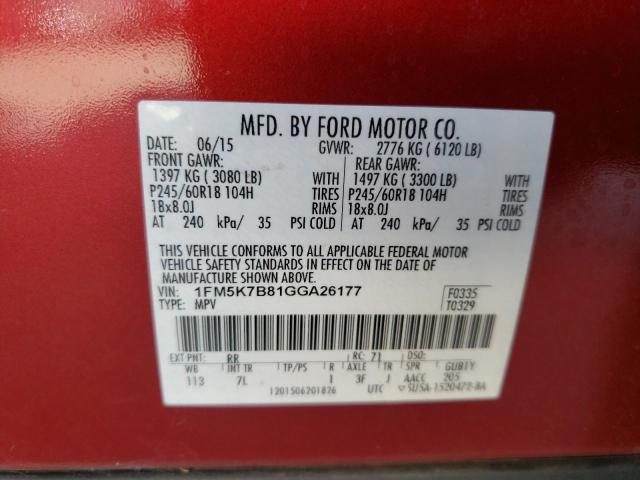 Photo 10 from auction – 2016 FORD EXPLORER with VIN 1FM5K7B81GGA26177