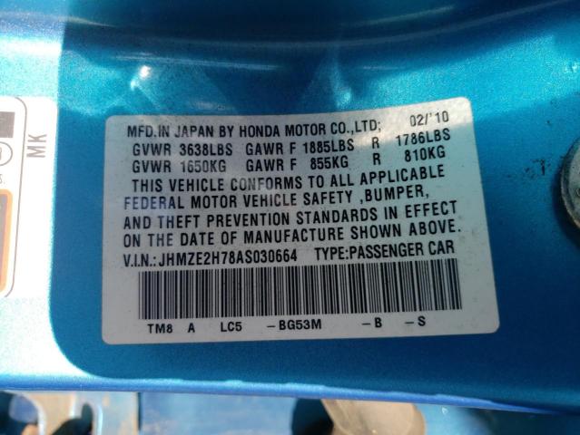 Photo 10 from auction – 2010 HONDA INSIGHT EX with VIN JHMZE2H78AS030664