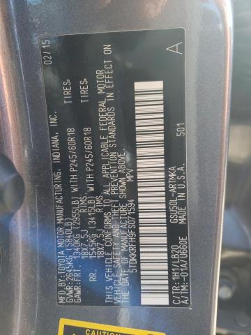 Photo 10 from auction – 2015 TOYOTA HIGHLANDER with VIN 5TDKKRFH9FS071594
