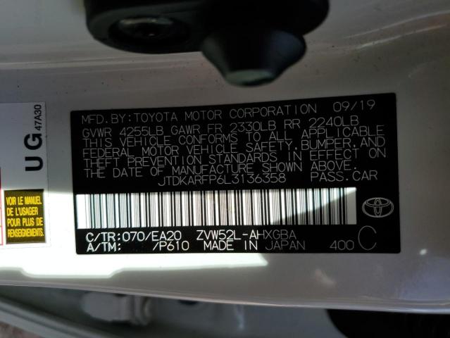 Photo 10 from auction – 2020 TOYOTA PRIUS PRIM with VIN JTDKARFP6L3136358
