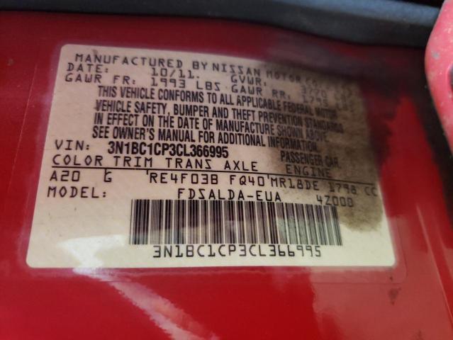 Photo 10 from auction – 2012 NISSAN VERSA S with VIN 3N1BC1CP3CL366995