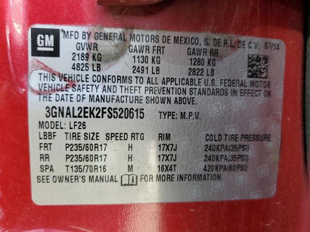 Photo 10 from auction – 2015 CHEVROLET CAPTIVA LS with VIN 3GNAL2EK2FS520615
