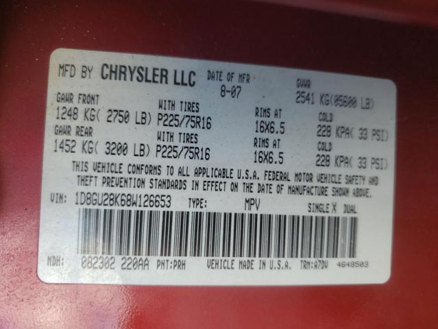 Photo 10 from auction – 2008 DODGE NITRO SXT with VIN 1D8GU28K68W126653