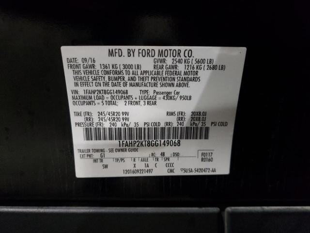 Photo 10 from auction – 2016 FORD TAURUS SHO with VIN 1FAHP2KT8GG149068