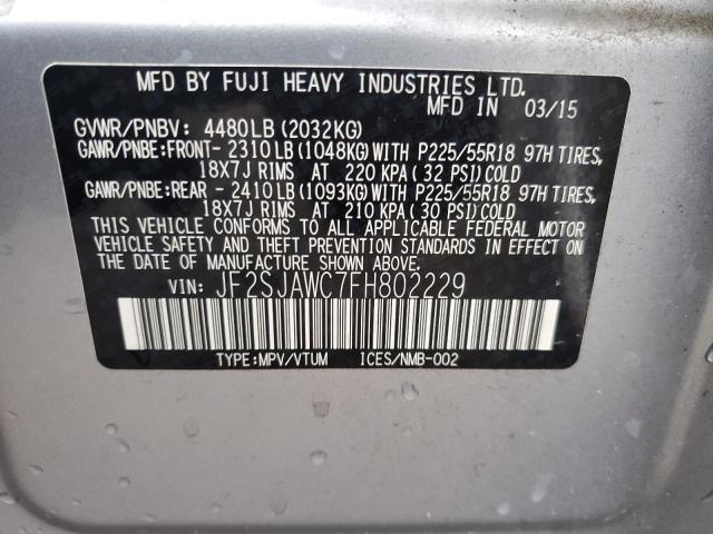 Photo 10 from auction – 2015 SUBARU FORESTER 2 with VIN JF2SJAWC7FH802229
