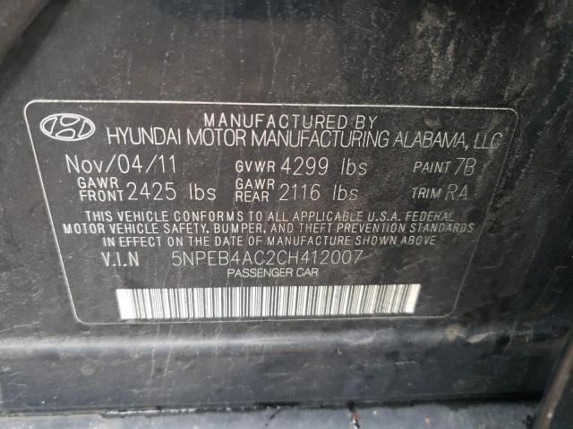 Photo 10 from auction – 2012 HYUNDAI SONATA GLS with VIN 5NPEB4AC2CH412007