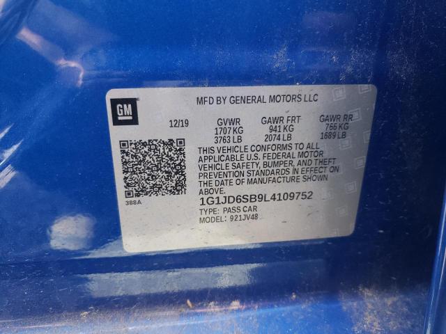 Photo 10 from auction – 2020 CHEVROLET SONIC LT with VIN 1G1JD6SB9L4109752