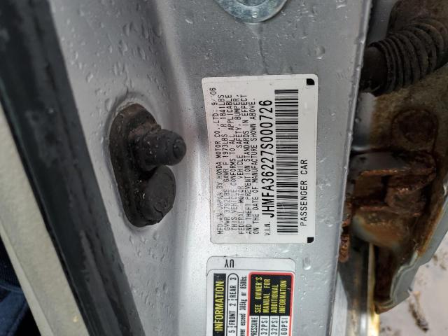Photo 10 from auction – 2007 HONDA CIVIC with VIN JHMFA36227S000726