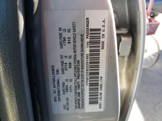Photo 10 from auction – 2002 MAZDA 626 LX with VIN 1YVGF22C825291492