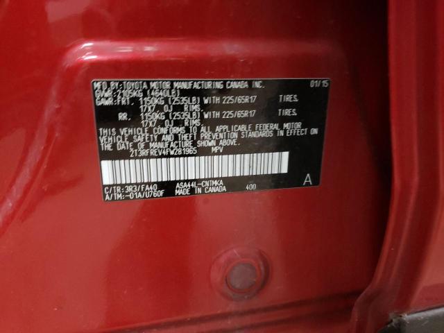 Photo 10 from auction – 2015 TOYOTA RAV4 XLE with VIN 2T3RFREV4FW281965