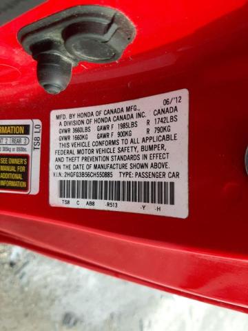 Photo 10 from auction – 2012 HONDA CIVIC LX with VIN 2HGFG3B56CH550885