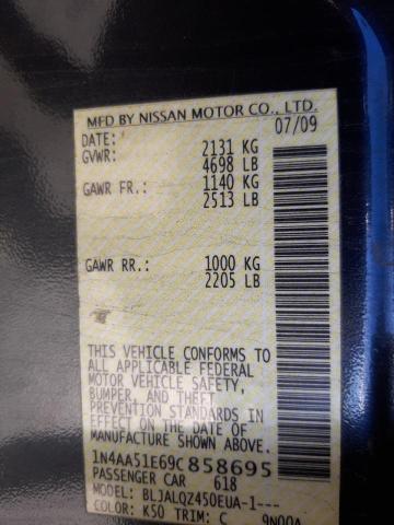 Photo 10 from auction – 2009 NISSAN MAXIMA S with VIN 1N4AA51E69C858695