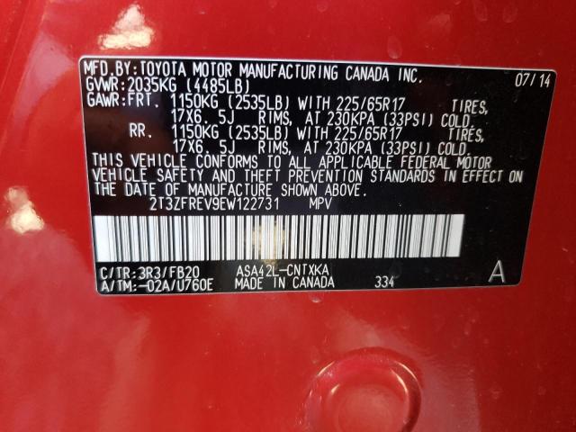 Photo 10 from auction – 2014 TOYOTA RAV4 LE with VIN 2T3ZFREV9EW122731