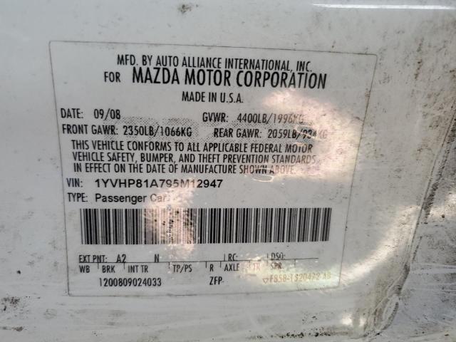 Foto 10 de la subasta – 2009 MAZDA 6 I con VIN 1YVHP81A795M12947