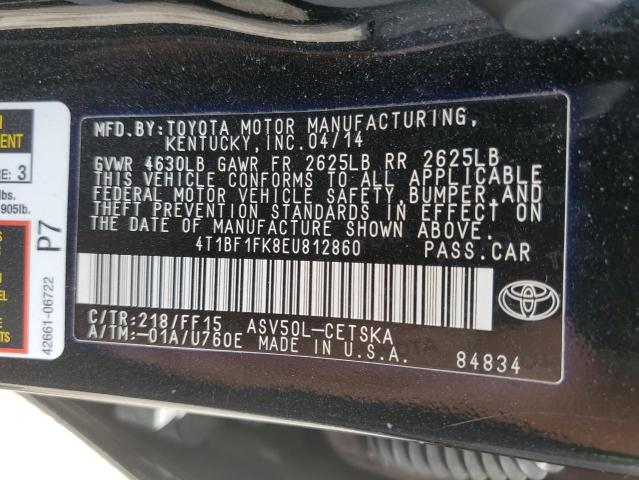 Photo 10 from auction – 2014 TOYOTA CAMRY L with VIN 4T1BF1FK8EU812860