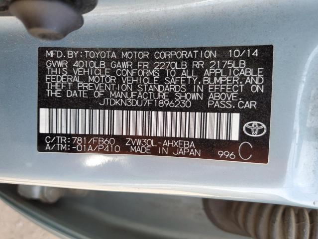 Photo 10 from auction – 2015 TOYOTA PRIUS with VIN JTDKN3DU7F1896230