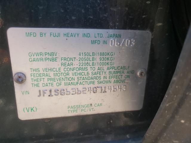 Photo 10 from auction – 2004 SUBARU FORESTER 2 with VIN JF1SG63624G714643