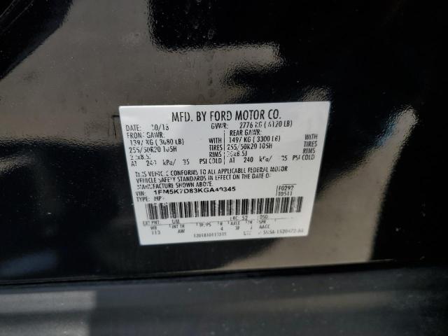 Photo 10 from auction – 2019 FORD EXPLORER X with VIN 1FM5K7D83KGA40345