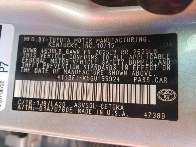 Photo 10 from auction – 2016 TOYOTA CAMRY LE with VIN 4T1BF1FK5GU155924