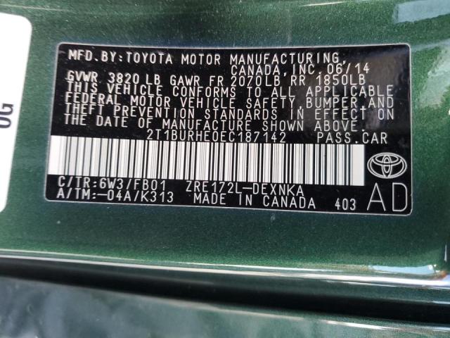 Photo 10 from auction – 2014 TOYOTA COROLLA L with VIN 2T1BURHE0EC187142