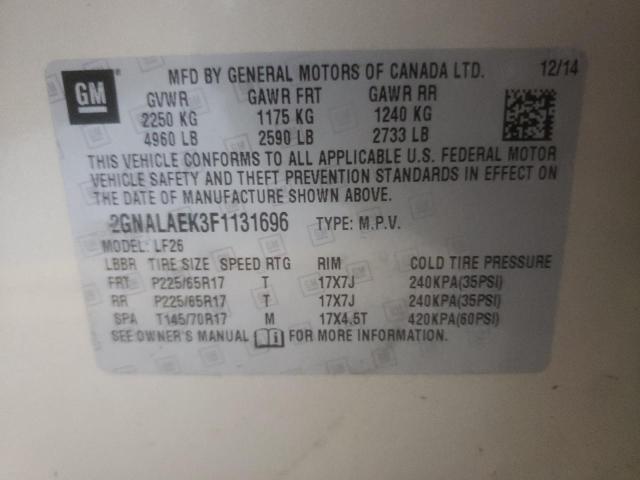 Photo 10 from auction – 2015 CHEVROLET EQUINOX LS with VIN 2GNALAEK3F1131696