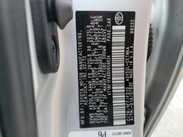 Photo 10 from auction – 2013 TOYOTA CAMRY L with VIN 4T1BF1FK6DU658034