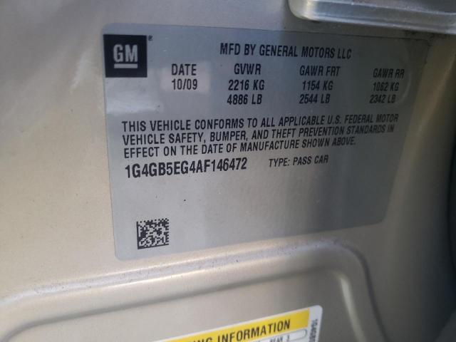 Photo 10 from auction – 2010 BUICK LACROSSE C with VIN 1G4GB5EG4AF146472