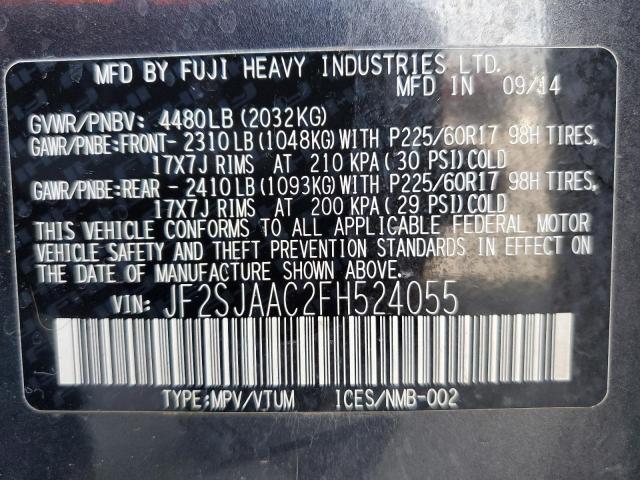 Photo 10 from auction – 2015 SUBARU FORESTER 2 with VIN JF2SJAAC2FH524055