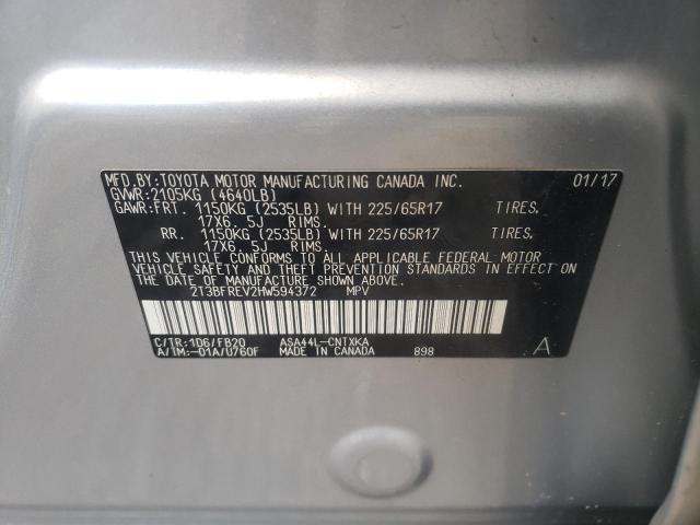 Photo 10 from auction – 2017 TOYOTA RAV4 LE with VIN 2T3BFREV2HW594372