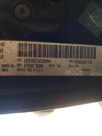 Photo 10 from auction – 2004 DODGE NEON SXT with VIN 1B3ES56C34D500944