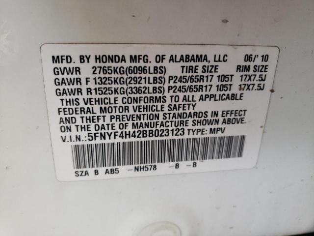 Photo 10 from auction – 2011 HONDA PILOT EX with VIN 5FNYF4H42BB023123