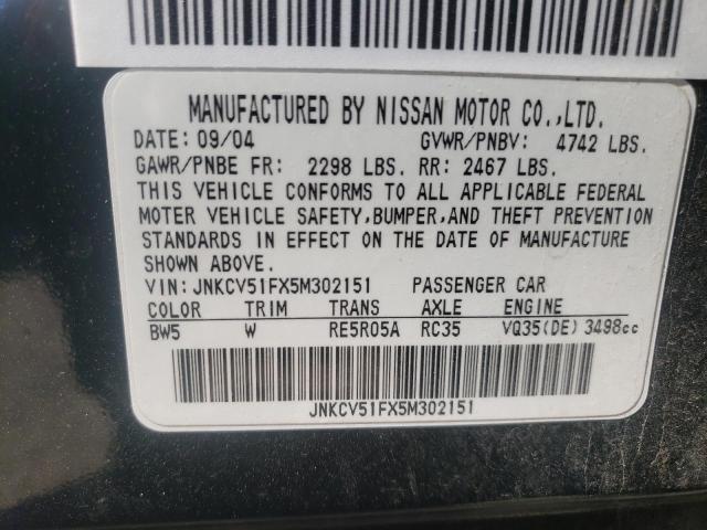 Photo 10 from auction – 2005 INFINITI G35 with VIN JNKCV51FX5M302151