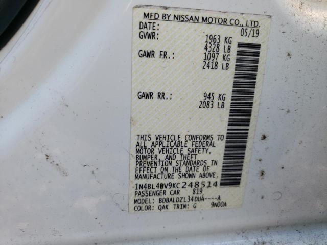 Photo 10 from auction – 2019 NISSAN ALTIMA S with VIN 1N4BL4BV9KC248514
