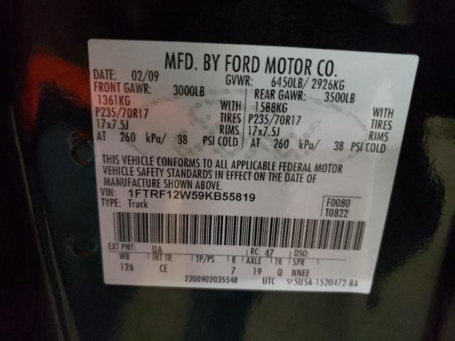 Photo 10 from auction – 2009 FORD F150 with VIN 1FTRF12W59KB55819