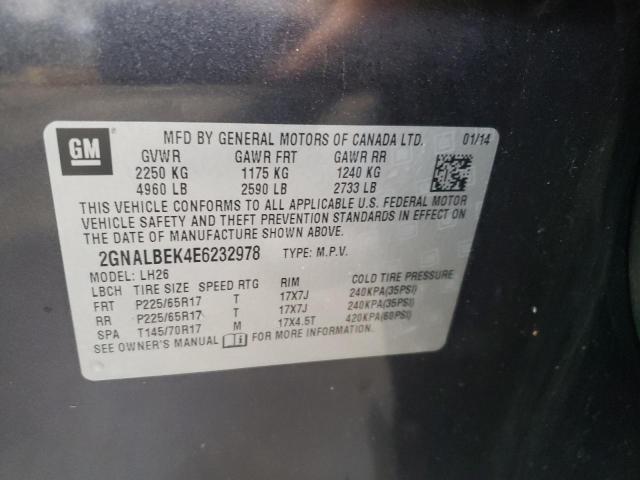 Photo 10 from auction – 2014 CHEVROLET EQUINOX LT with VIN 2GNALBEK4E6232978
