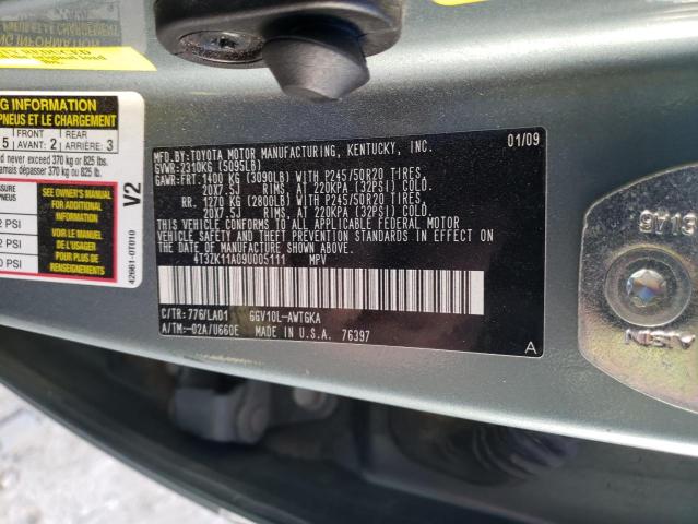 Photo 10 from auction – 2009 TOYOTA VENZA with VIN 4T3ZK11A09U005111