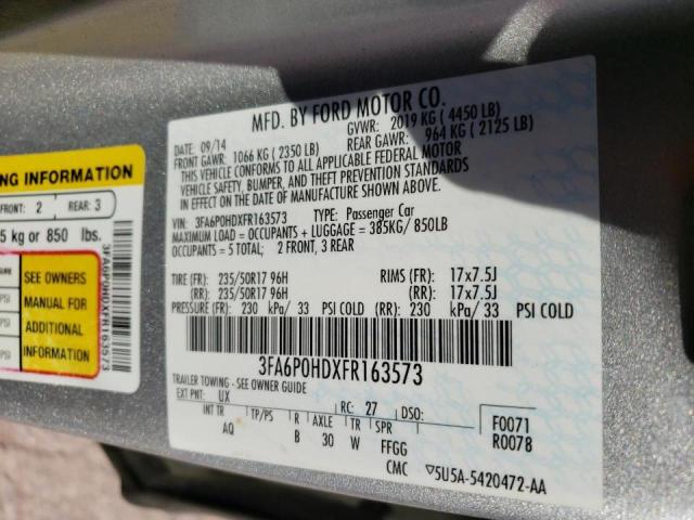 Photo 10 from auction – 2015 FORD FUSION SE with VIN 3FA6P0HDXFR163573